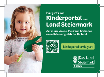 Kinderportal Steiermark mit QR-Code zur Website